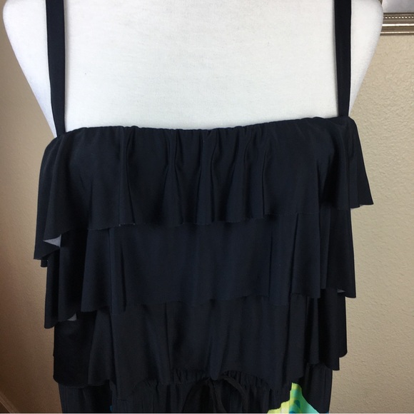 Style & Co Woman Sleeveless Ruffle Turquoise Floral Maxi Dress Size 2X - Picture 3 of 11